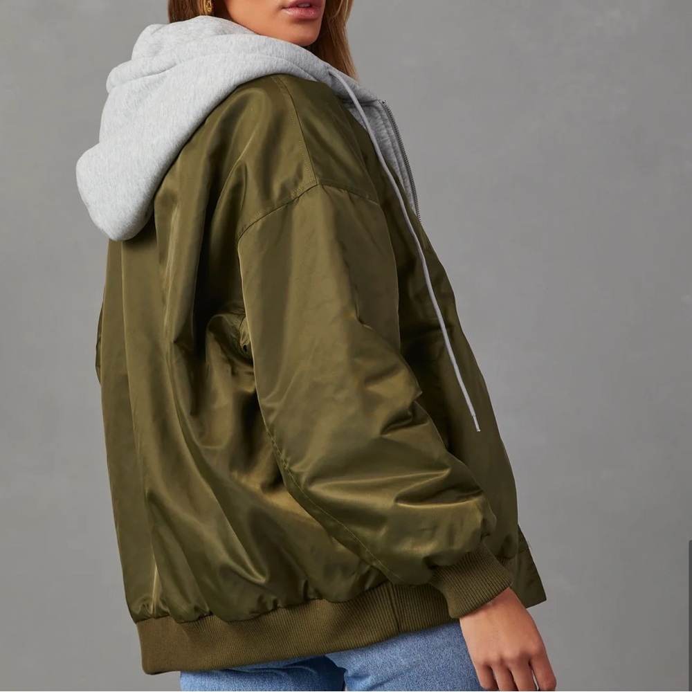 Oversized hooded bomber jacket